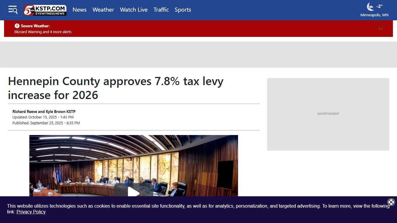 Hennepin County approves 7.8% tax levy increase for 2026 - KSTP.com 5 Eyewitness News